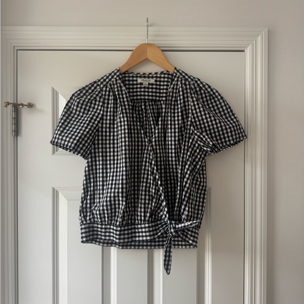 Madewell Black and White Checkered Blouse